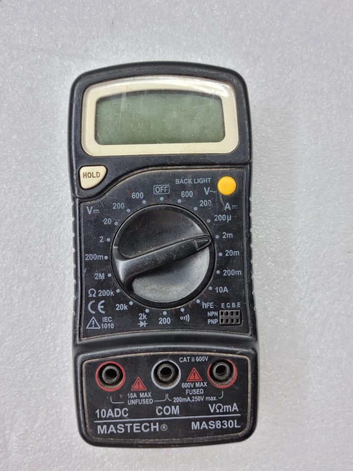 MASTECH MAS830L DIGITAL MULTIMETER AC/DC VOLTAGE CURRENT OHM TESTER CAT II 600V